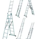 Стремянка - драбина алюмінієва трисекційна універсальна 3 х 7 сходинок