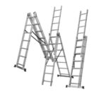 Стремянка - драбина алюмінієва трисекційна універсальна 3 х 9 сходинок