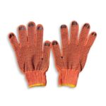 Рукавички помаранчеві бавовна з нанесенням ПВХ крапки