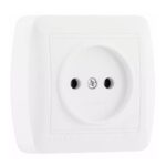 Розетка без заземлення накладна біла DEMET Lezard